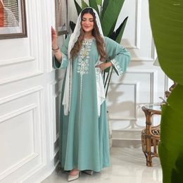 Ethnic Clothing Elegant Embroidery Muslim Dress For Women Jalabiya Abaya Ramadan Long Dresses Abayas Woman Kimono Robe Moroccan Caftan