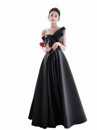 women's Party Maxi Dr Pleated One-shoulder Suspender Skirt With Bow Elegant Banquet Prom Lg Dres For Women Vestidos l07C#