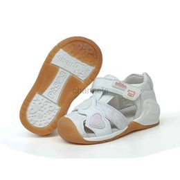 Sandals New Girls Comfortable Sandals with Baotou Arch Support Back Bond Reinforcement Healthy Shoes with Genuine Leather Inner Lini 240329