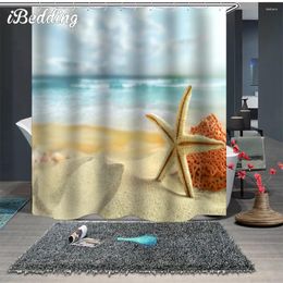 Shower Curtains Beach And Ocean Curtain Bathroom Waterproof 3D Printed With Hooks For Decoration
