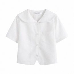 japanese School Uniform For Girls Short Sleeve White Shirt School Dr Jk Sailor Suit Tops Cute Pocket Embroidery Work Uniforms 28XD#