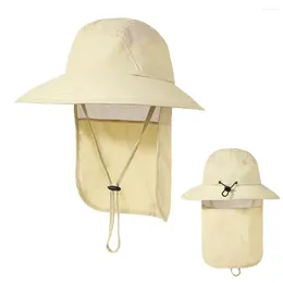 Berets Unisex Sun Hat Wide Brim Mesh Adjustable UV-Resistant Foldable Block UV Nylon Camping Fishing With Neck Flap For Men