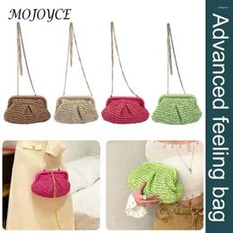 Evening Bags Candy Colour Handmade Bag Summer Beach Chain Satchel Women Clutch Purse Dumpling Straw Handbag Pouch Rattan Woven Tote