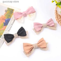 Bow Ties New DIY lace embroidered butterfly fabric headpiece bow tie performance show accessories Y240329