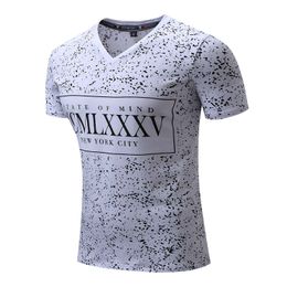 Men'S T-Shirts Mens Spots Tees Letters Printed Casual Summer Male V Neck Short Sleeve Tops Drop Delivery Apparel Clothing Polos Dha2G