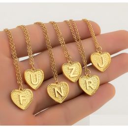 Pendant Necklaces European American Fashion Gold 26 Letters Necklace Love Heart Alphabet Name Initials Womens Jewellery Drop Delivery Pe Dhheu