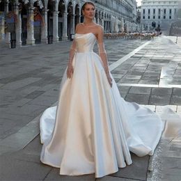 Urban Sexy Dresses Gorgeous Satin Modern Wedding Elegant Off Shoulder Sleeveless Train Floor-Length Fluffy Princess Style Bride Gowns 2023 yq240329