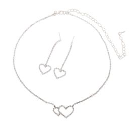 Hot selling Jewellery in Europe and America, fashionable and simple heart-shaped necklace earrings, two-piece set, bride accessories, Jewellery set wholesale