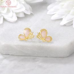 Stud Earrings (2421)4PCS 7x10MM 24K Gold Colour Brass With Zircon Butterfly Earring Diy Jewellery Findings Accessories