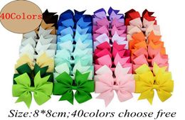 3335Inch Infant Ribbon Bows with Clipsolid Colour bows clipbaby hair bowboutique hair accessories girls hair clips 40color ch1453654