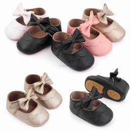 Sandals Baby Casual Shoes Infant Bowknot Non-slip Rubber Soft-Sole Flat PU Toddler First Walkers Newborn Bow Decor Mary Sandals zapatos 240329