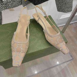 Sandals Designer Sling Back Summer Fashion Women Luxury Rhinestone Wedding Sandles Sliders High Heels Fashion Shoes 234544