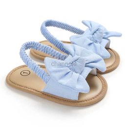 Sandals Bobora Summer Baby Shoes Newborn Sandal Girls Non-Slip Canvas Bowknot Princess Shoes Toddlers Newborn Casual Beach Shoes 240329