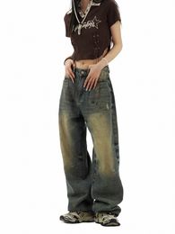 wcfcx STUDIO Y2K Distred Baggy Jeans Women Vintage 90s Oversize Wide Leg Denim Pants Gyaru Harajuku Jeans N5kA#