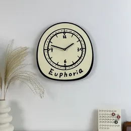 Table Clocks Cream Modern Art Wall Clock Fashionable Simple Silent Home Living Bedroom Korean Letter