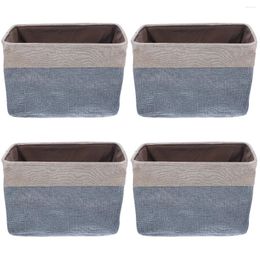 Storage Bags 4 Pc Cotton Basket Fabric Bin Large Holder Household Woven Snack Organiser Fold Decorative Food Book Container