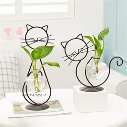 Vases Decorative Plant Vase Cartoon Iron Stable Structure Hydroponic Flower For Desktop Pot Home Decoration
