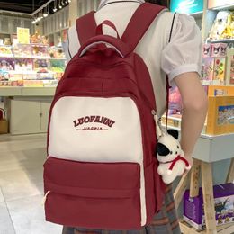 School Bags Lady Red High Capacity Nylon Cool Girl Waterproof Travel BookBag Women Laptop Bag Fashion College Backpack Female Leisure