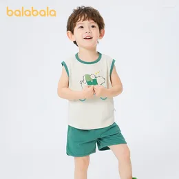 Clothing Sets Balabala Toddler Boy Vest Suit 2024 Summer Comfortable Casual Two-Piece Set