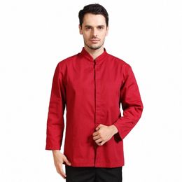 full/winter Brand New Hotel Restaurant Waiter Workwear Uniforms Lg Sleeve Black Red Chef Apparel Shirts Free Ship g3Hi#