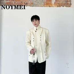 Men's Suits NOYMEI Chinese Style Pleated Design Niche Suit Jacket Dark Solid Colour All-match Stand Collar Male Coat Spring WA4039