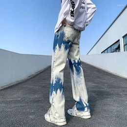 Men's Jeans Man Cowboy Pants Tie Dye Trousers Aesthetic Straight Streetwear Harajuku In High Quality Washed Xs