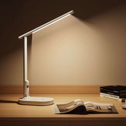 LED 3 Levels Dimmable Touch Night Light USB Rechargeable Eye Protection Foldable Table Lamp For Bedroom Bedside Desk 2024