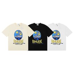 Meichao Rhude Yacht Club Printed Short Sleeved T Shirt For Men And Women High Street Half Fashion