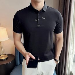 Men's Polos Luxury Bee Embroidery Polo Shirts For Men Summer Slim Fit Casual Business T-shirts Short Sleeve Lapel Office Social Tee Tops 5xl