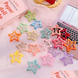 Hair Accessories 10Pcs/Set Korean Candy Color Star Pin Sweet Children Pentagram Clips For Baby Girls Headwear Kids Drop Delivery Mate Dhix3