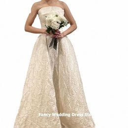 fancy Korea Strapl Wedding Dres Real Picture Puff Cott Bride Gowns Corset Backl Sleevel Photography Bridal Dr f1sm#