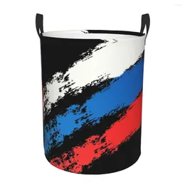 Laundry Bags Russia Flag Russian Pride Basket Foldable Toy Clothes Hamper Storage Bin For Kids Nursery