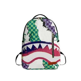 Mochila pintada, mochila masculina, bolsa de viagem moda mochila de estudante de luxo, grande capacidade tendência de rua mochila bico de tubarão 1121