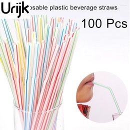 Disposable Cups Straws URIJK 100Pcs Drinking Plastique Colorful Flexible Wedding Party Supplies Plastic Plastico Kitchen