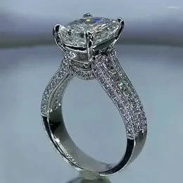 Pierścionki ślubne ne'w bling zaręczyny dla kobiet aaa sześcienne cyrronia olśniewające kryształowy pierścień moda luksusowa biżuteria damska