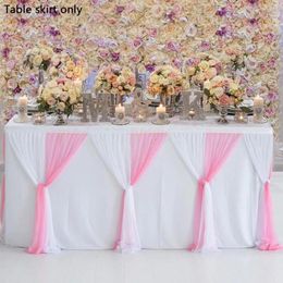 Table Skirt Tulle For Round Rectangle Baby Showers Birthday Party Wedding Decor Stripe Style Tablecloth