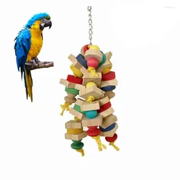 Other Bird Supplies 1pc Colorful Parrot Chew Toys Wooden Blocks String Toy Pet Hanging Swing Cage Climbing Ladder Cockatoos