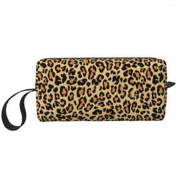 Storage Bags Leopard Print Cosmetic Bag Women Kawaii Large Capacity Animal Skin Makeup Case Beauty Toiletry