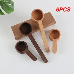 Coffee Scoops 6PCS Home Black Walnut Measuring Spoon Set Kitchen Long And Short Handle Wooden
