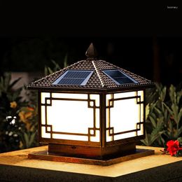 Wall Lamp Outdoor LED Solar Column Head Lights IP65 Waterproof Villa Garden Decoration Big Pillar