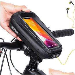 Panniers Bags Bicycle Bag Phone Holder Mount Bike Support Case Handerbar Waterproof Frame Top Tube Mtb Tools Accessories Wild Man Drop Dhiun