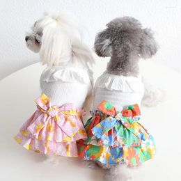 Dog Apparel Floral Dress For Girl Summer Clothes Small Pet Dogs Long Skirt Wholesale Clothing Maltese Costume Garment Drop