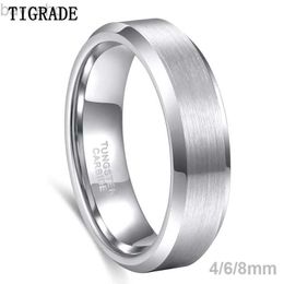 Wedding Rings Tigrade 4/6/8mm Unisex Ring Silver Color Brushed Tungsten Carbide Rings For Women Couple Wedding Band Men Anels Dropshipping 24329