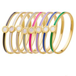 Designer jewelry Cross border hot selling new stainless steel enamel bracelet manufacturer wholesale fashion minimalist color drop glue titanium steel bracelets