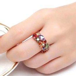 Anello estetico colorato huitan femmina femmina zirconia zirconia gioielli per le dita per la cerimonia di fidanzamento festa splendide accessori fantasiosi