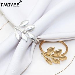 6Pcs Matte Gold Leaf Napkin Rings Metal Napkin Holder for Halloween Christmas Thanksgiving Easter Wedding Table Decoration ERL02 240319