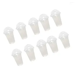 Disposable Cups Straws 100 Pcs Plastic Water Glasses Clear Juice Dome Lids Iced Coffee Mug