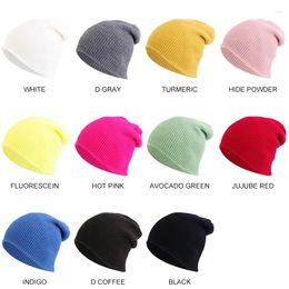Berets Candy Autumn And Winter Thickening Warm Wool Solid Colour Korean Fashion Knitted Home Hat JDM-79A