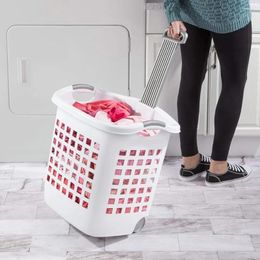Laundry Bags Bathroom Organiser And Storage White 62 L Baskets Organisers For Room Pack Of 4 Washing Basket Clothes