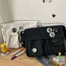 Shoulder Bags Canvas Girl Student Diagonal Cross Bag Youth Casual Version Ladies Large Capacity Solid Color Women Messenger